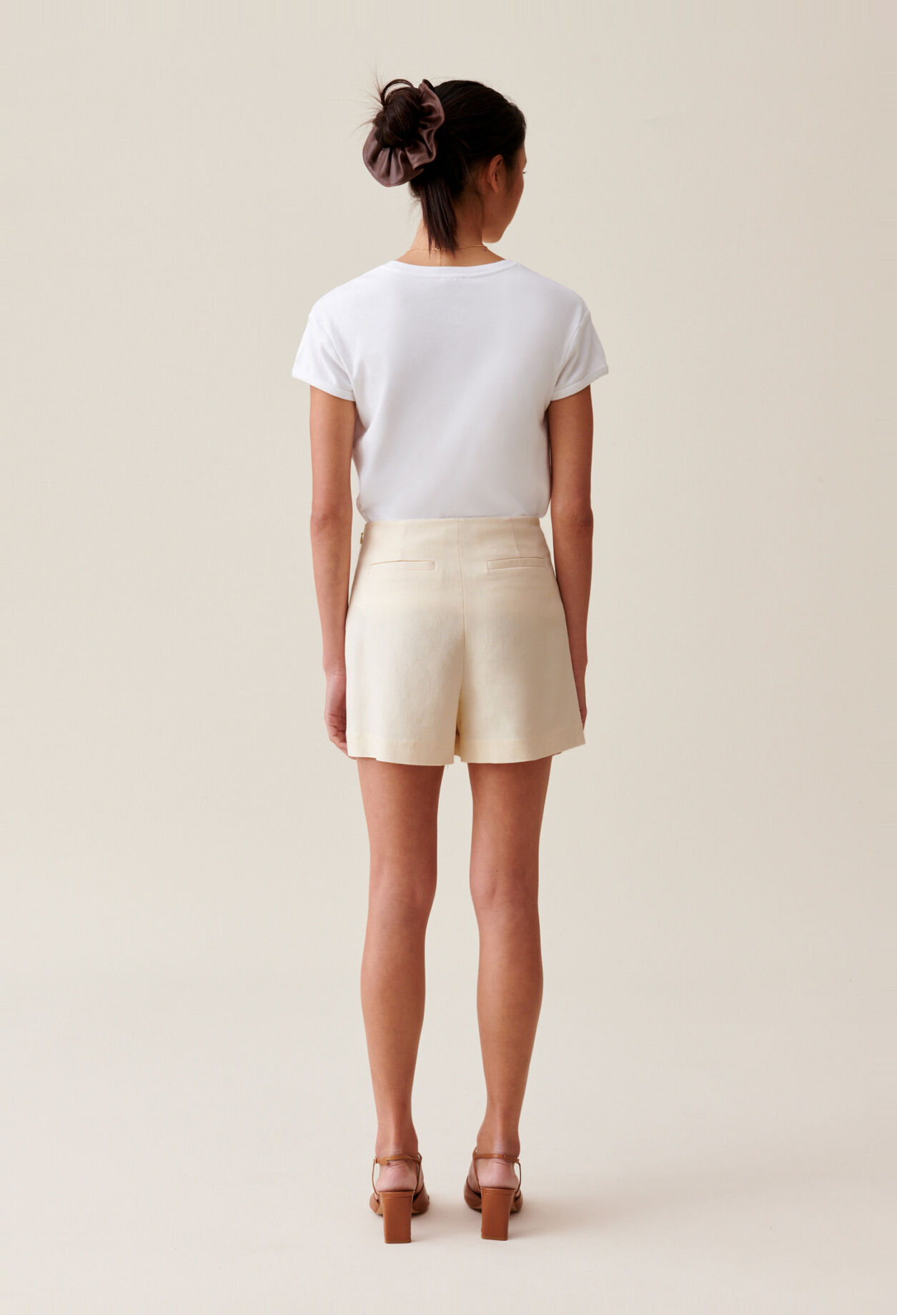 Falda-pantal&oacute;n cruzada marfil