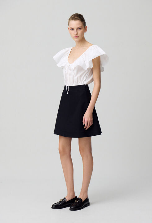 Vestido corto de dos tejidos