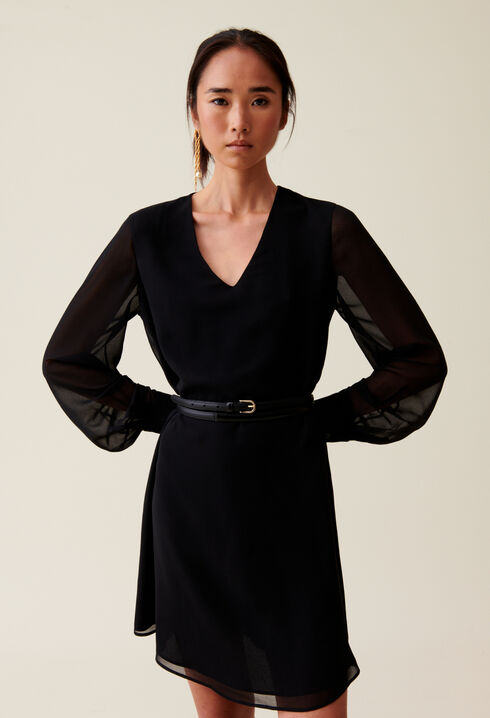 Vestido corto fluido babydoll negro