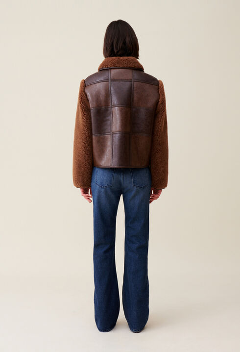 Chaqueta corta de dos tejidos