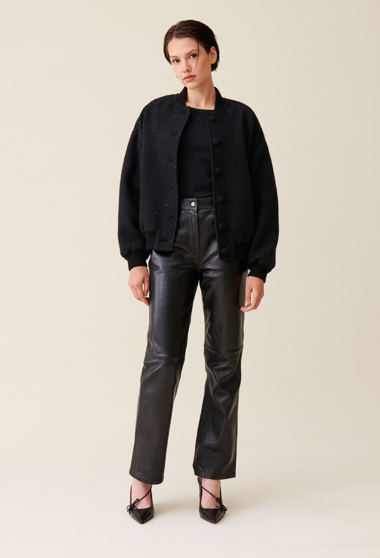 Bomber tweed negro