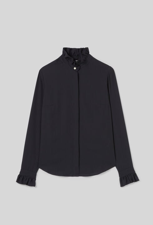 Camisa fluida cuello victoriano