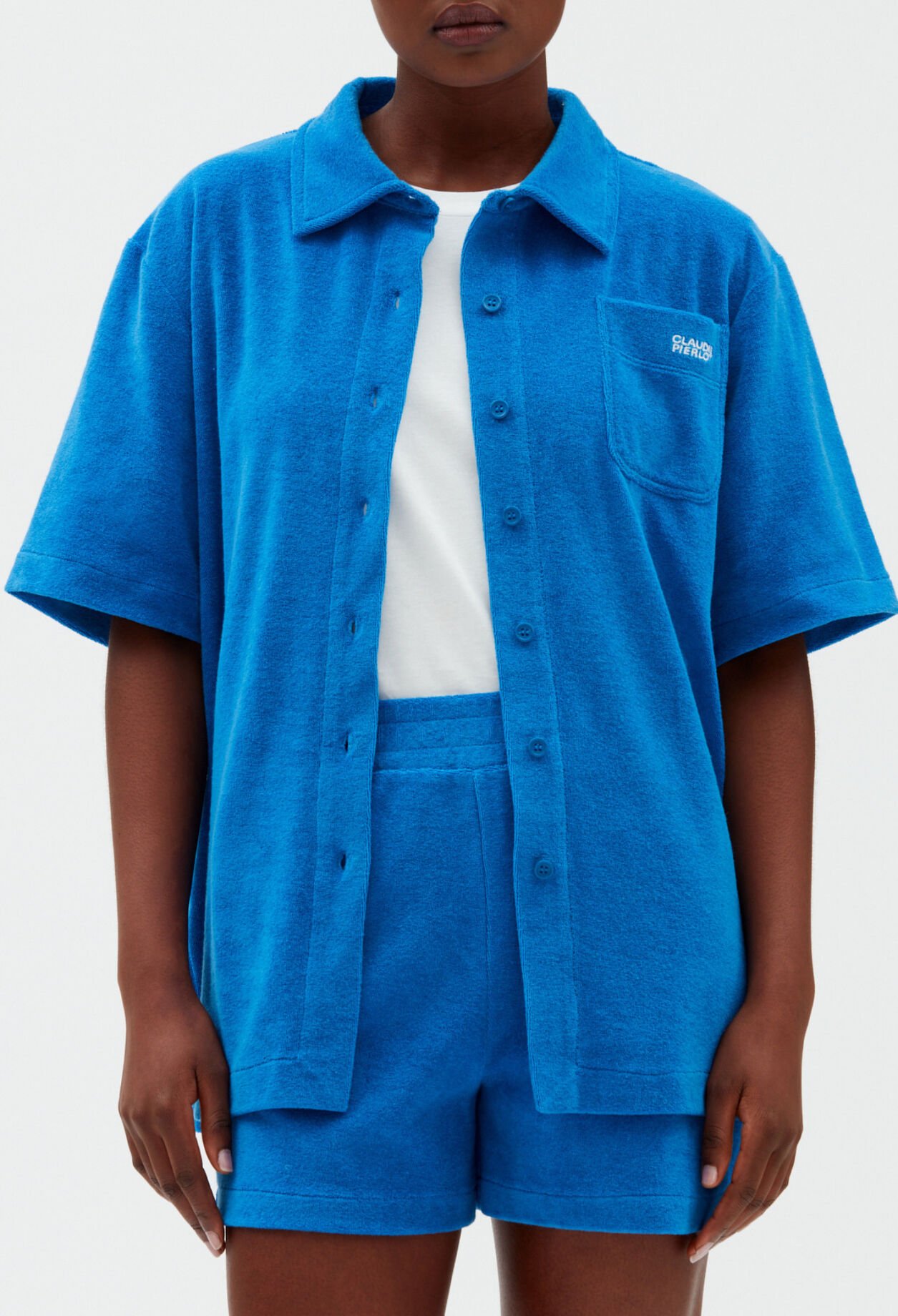 Camisa de felpa azul