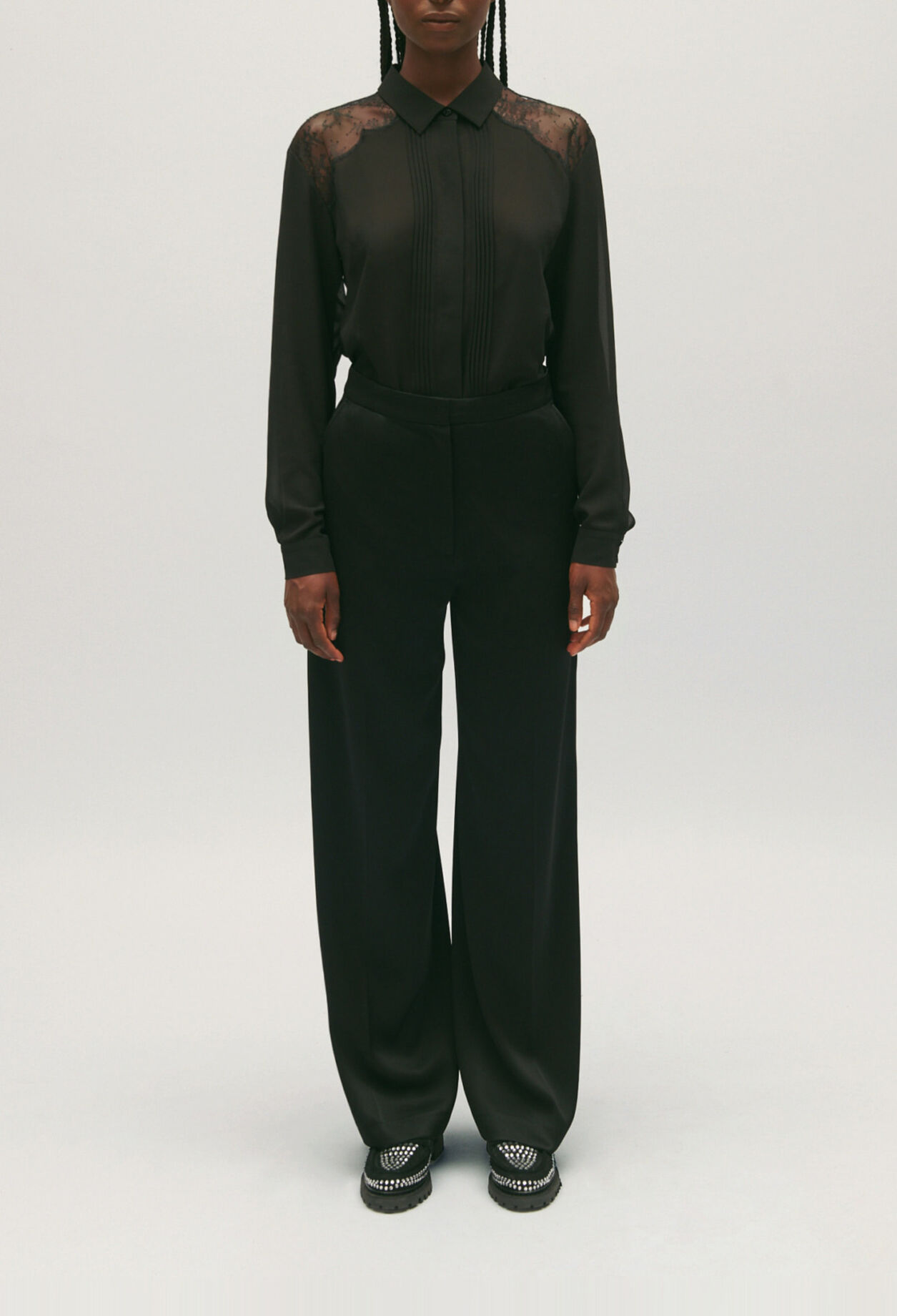 Camisa de encaje negra