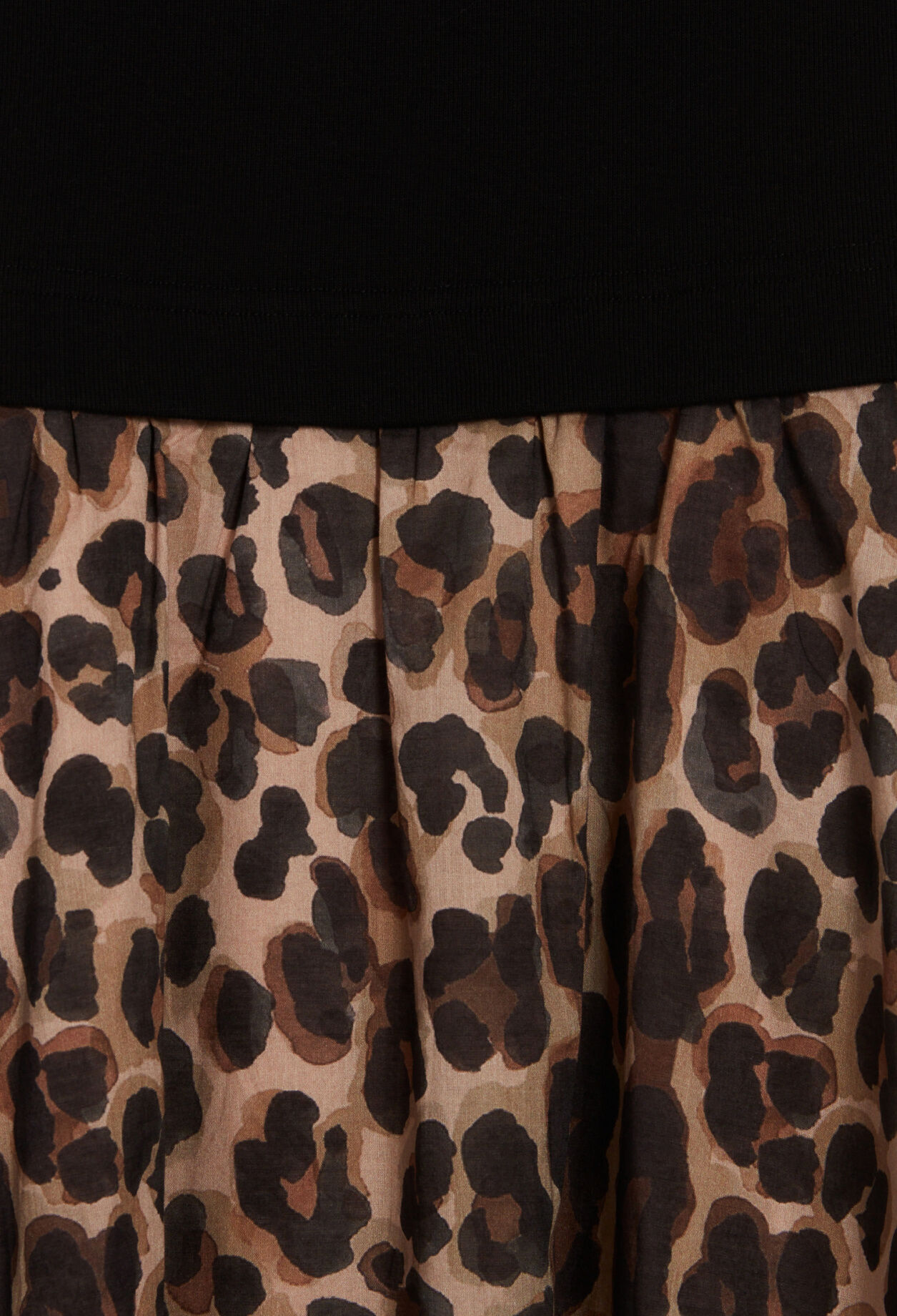 Vestido midi bimaterial de leopardo