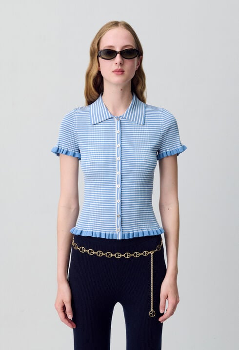 Polo de rayas abotonado