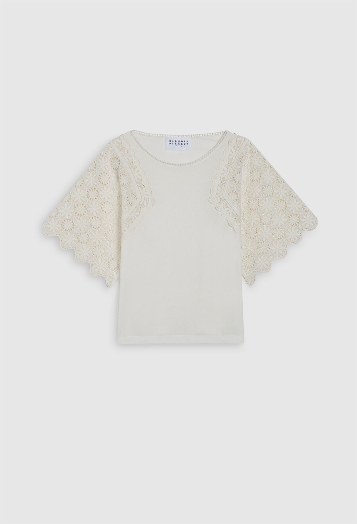 Camiseta con mangas de guipur