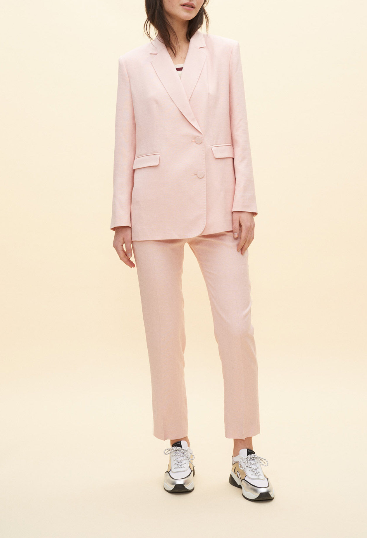 Chaqueta de traje rosa