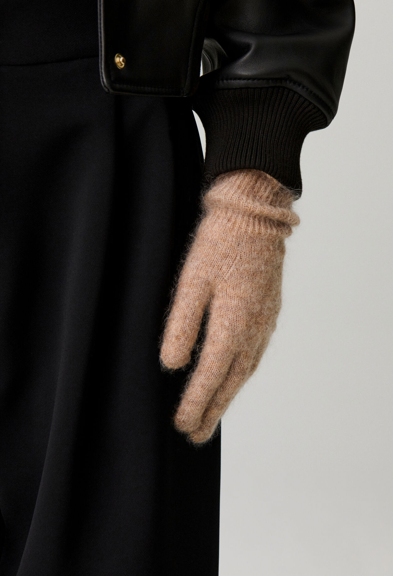 Guantes largos de punto de pelo