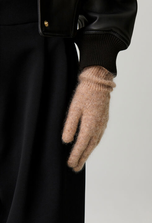 Guantes largos de punto de pelo
