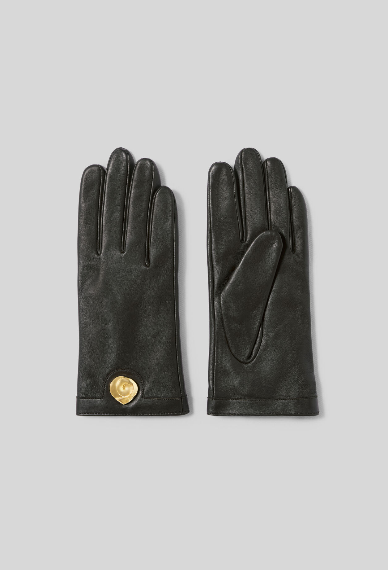 Guantes piel lisa joya dorada