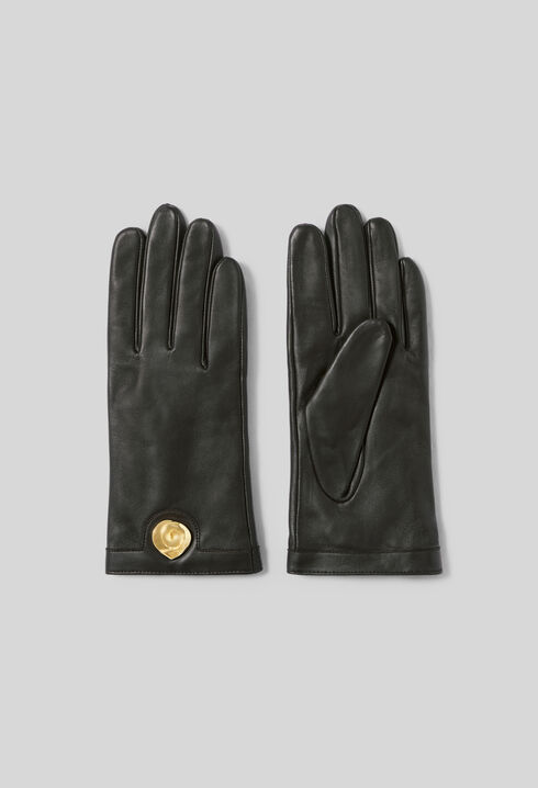Guantes piel lisa joya dorada