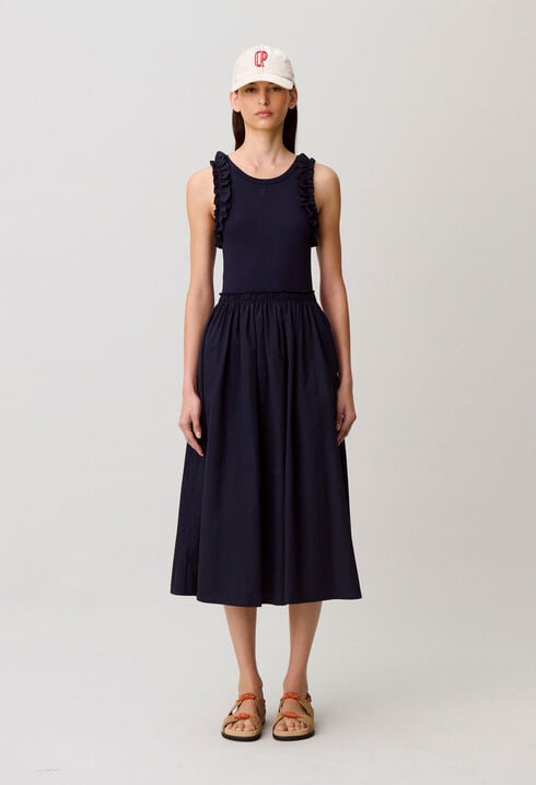 Vestido bimaterial de algod&oacute;n