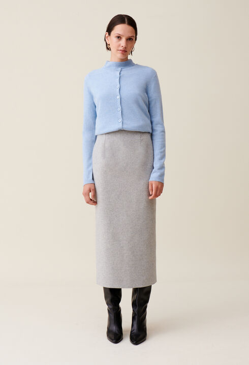 Falda lápiz gris de talle alto