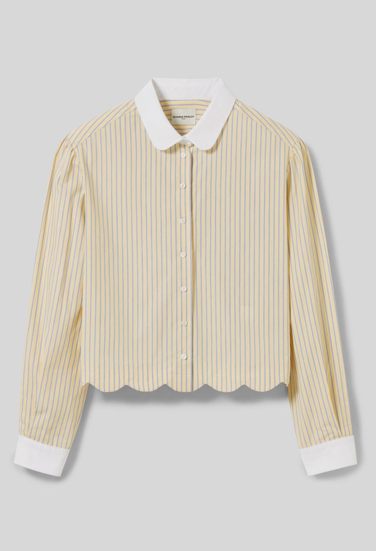 Camisa de rayas con cuello claudine