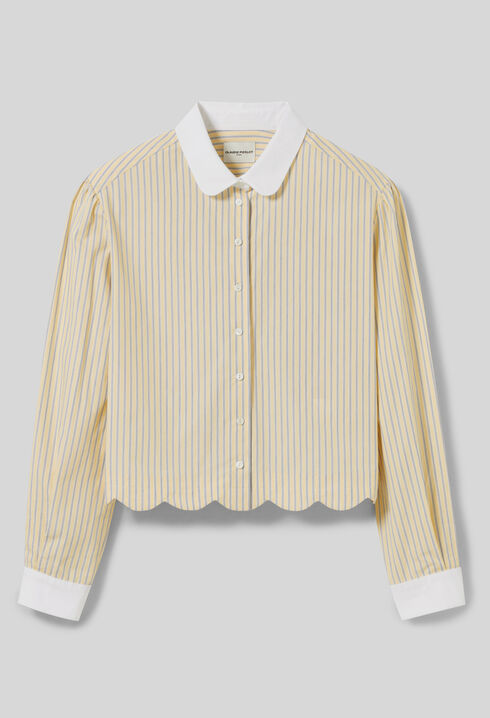 Camisa de rayas con cuello claudine