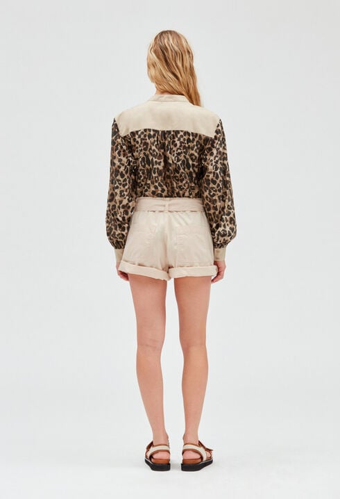 Pantalón corto de algodón beige