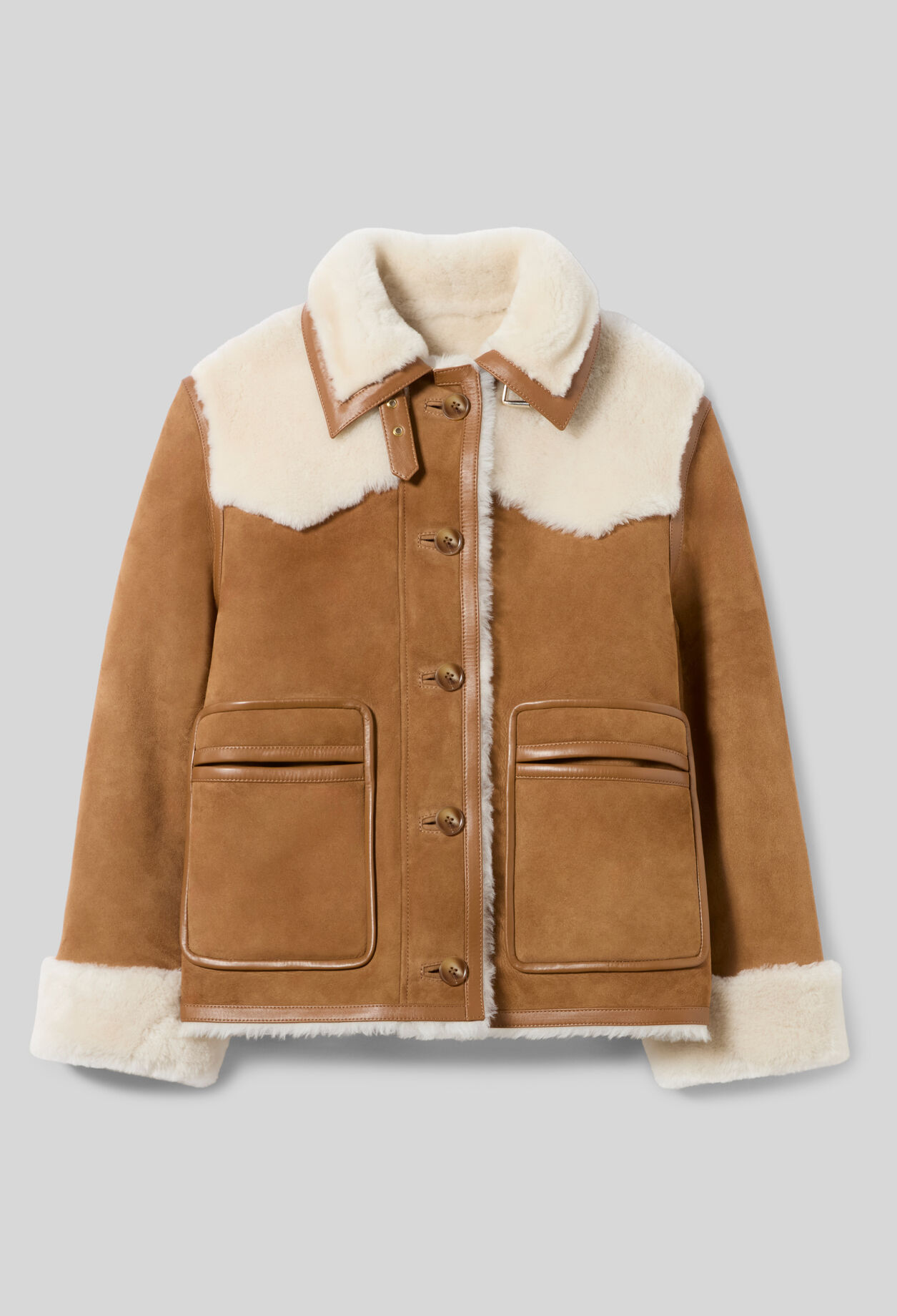 Chaqueta doble faz cuello cuero
