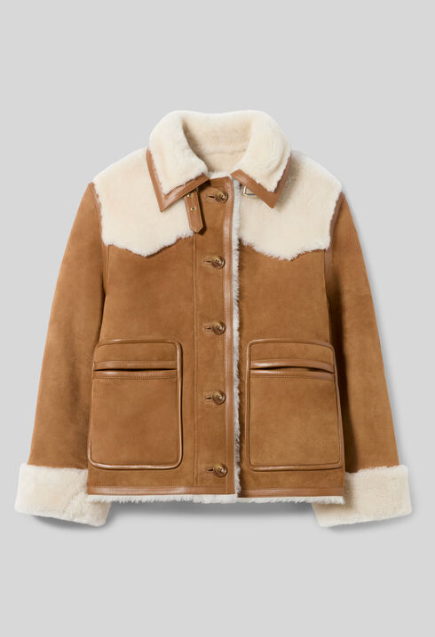 Chaqueta doble faz cuello cuero