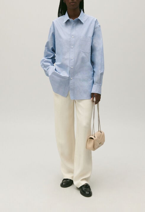 Camisa de algodón azul celeste