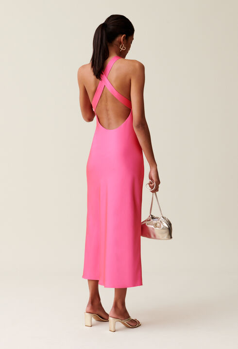 Vestido largo de raso