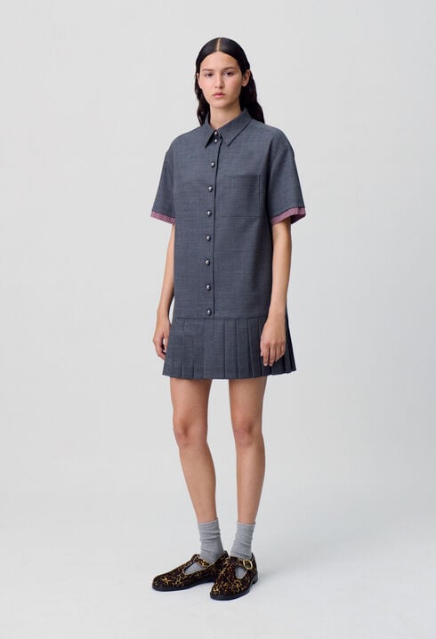 Vestido corto plisado