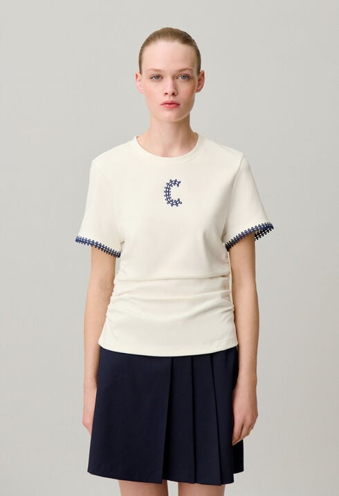 Camiseta manga corta drapeada