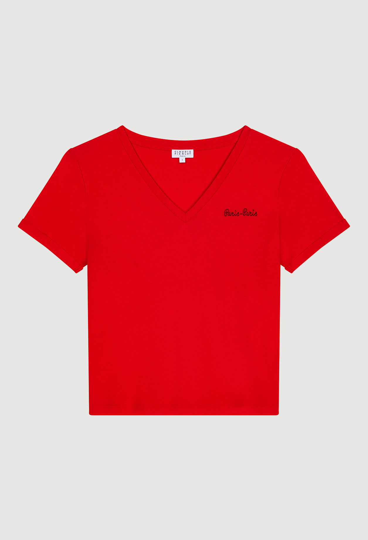 Camiseta roja con cuello de pico