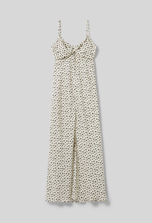 Vestido largo satinado estampada