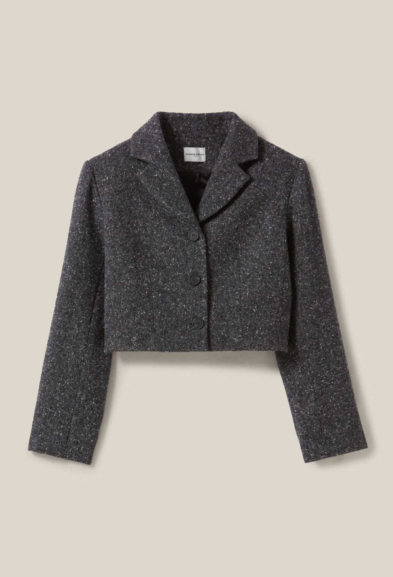 Chaqueta tweed gris lana mixta