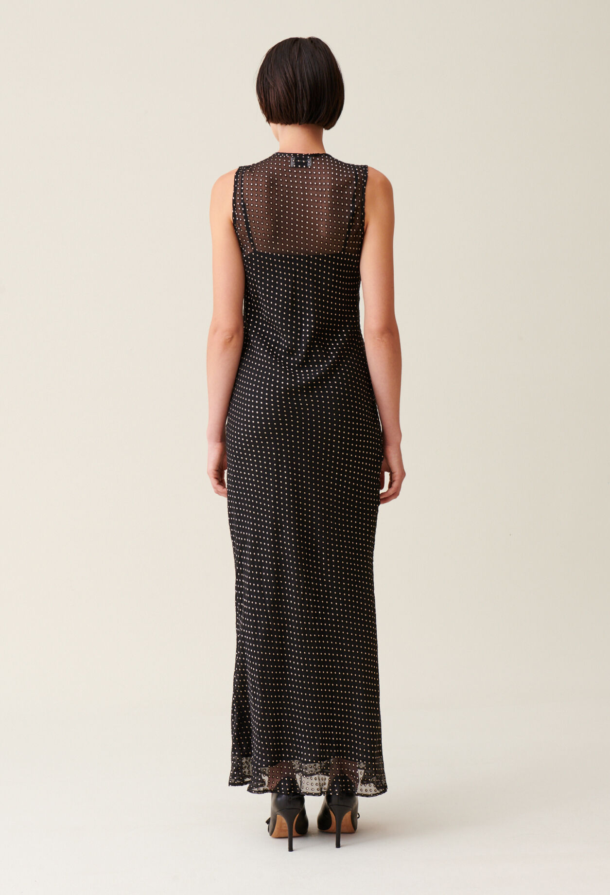 Vestido largo transparente lunares