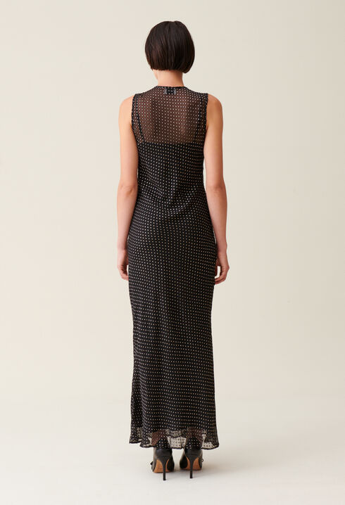 Vestido largo transparente lunares