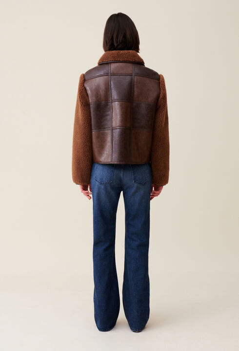Chaqueta corta de dos tejidos