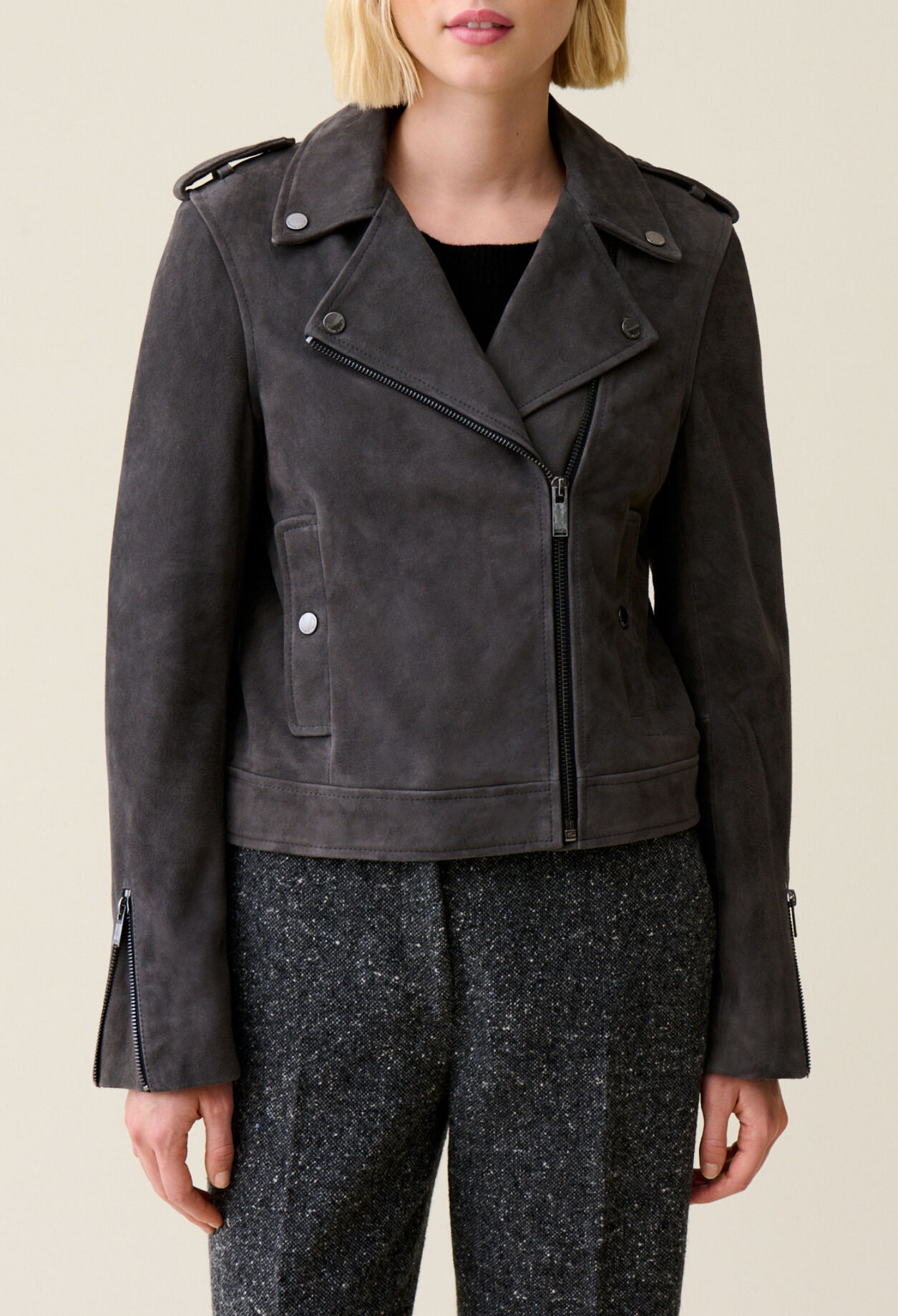 Chaqueta biker de ante