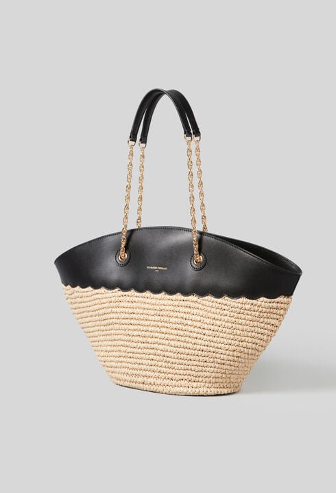Bolso tote cuero y tejido trenzado