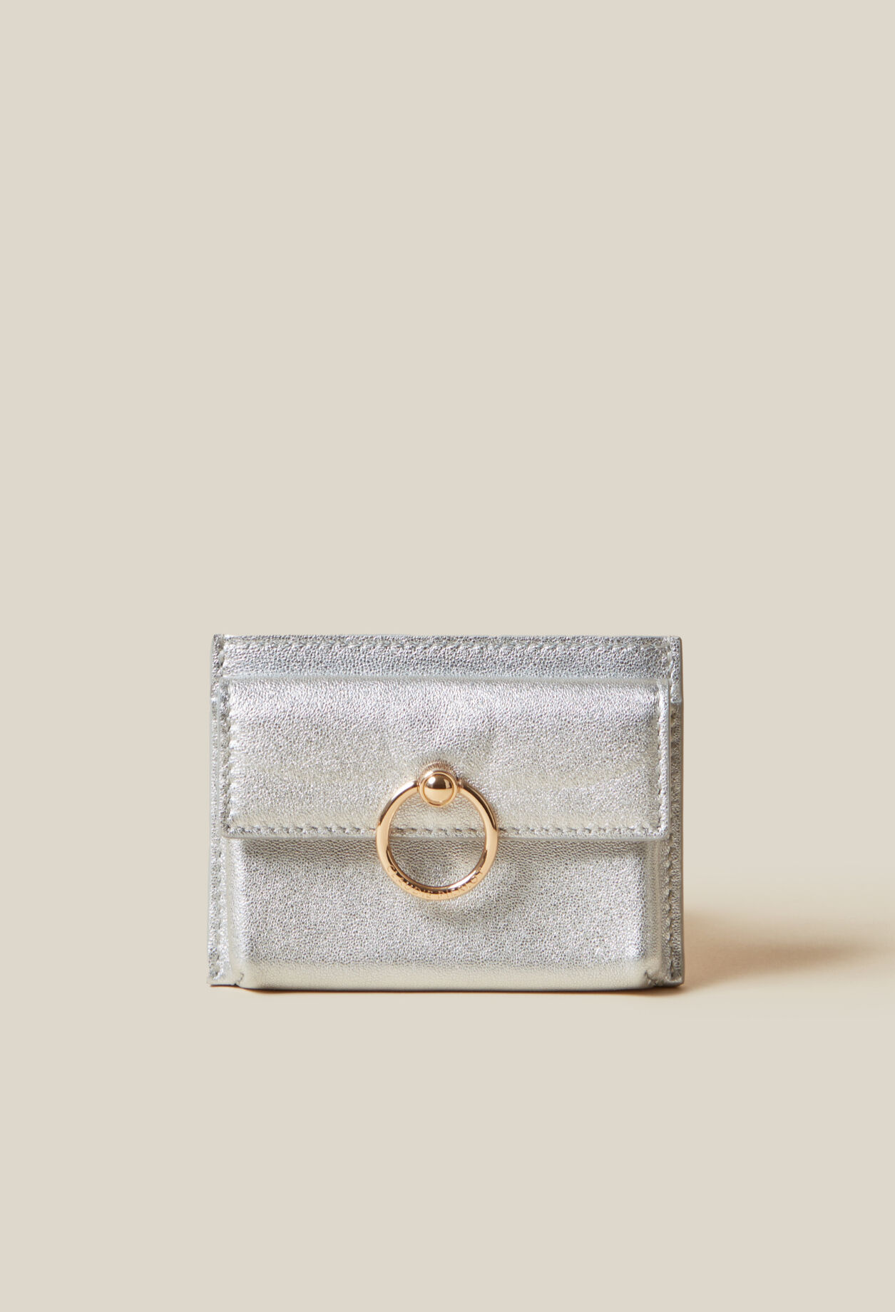 Tarjetero Anouck cuero plateado