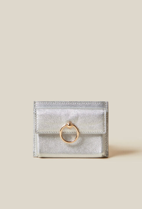 Tarjetero Anouck cuero plateado