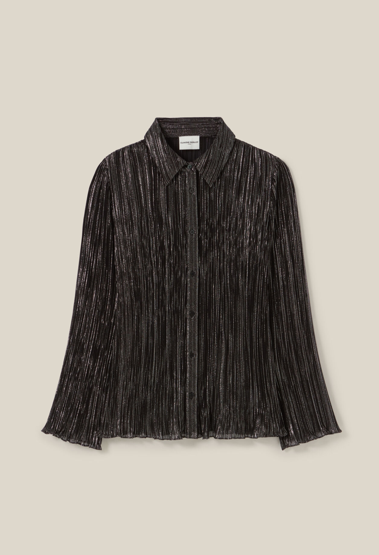 Blusa plisada fluida plateada