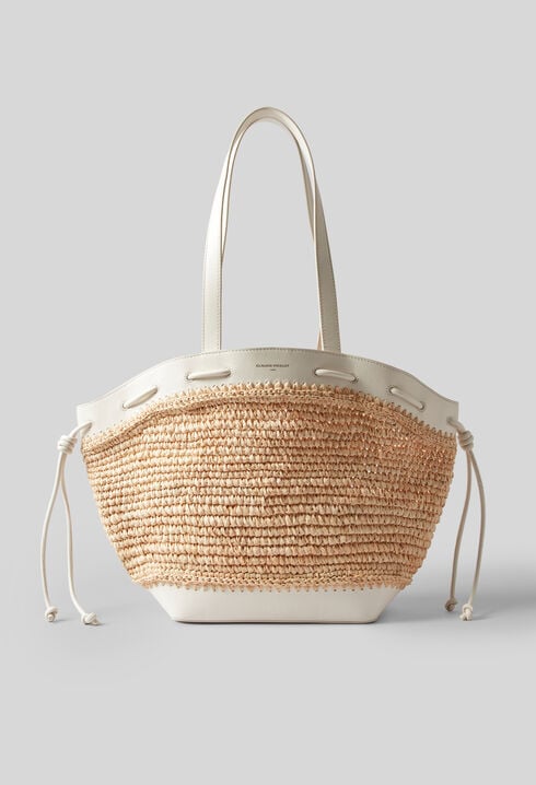 Cesta de rafia y cuero