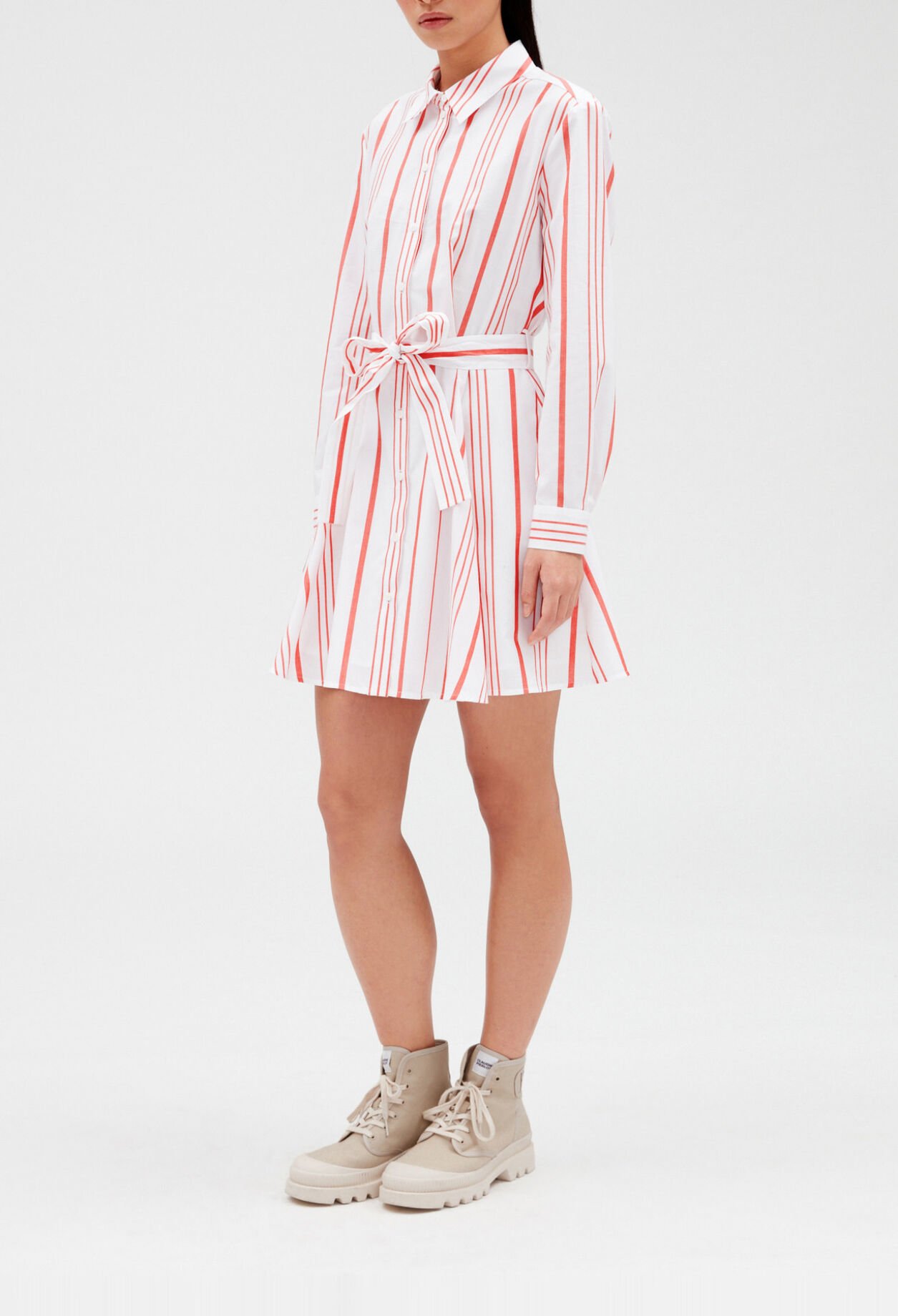 Vestido camisero corto de rayas