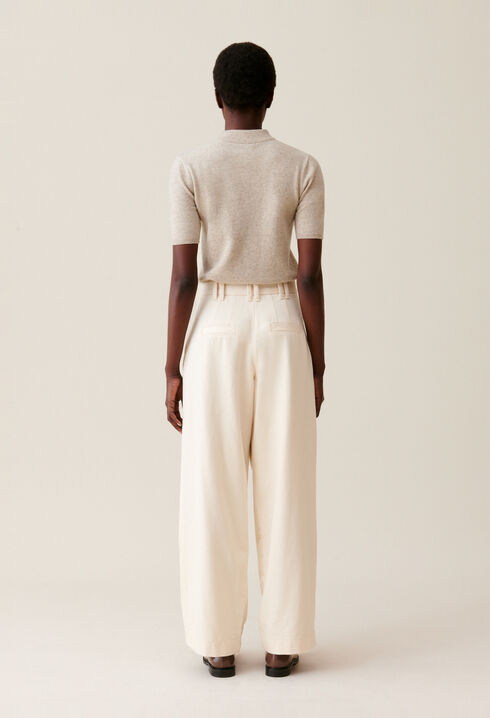 Pantal&oacute;n denim ancho plisado