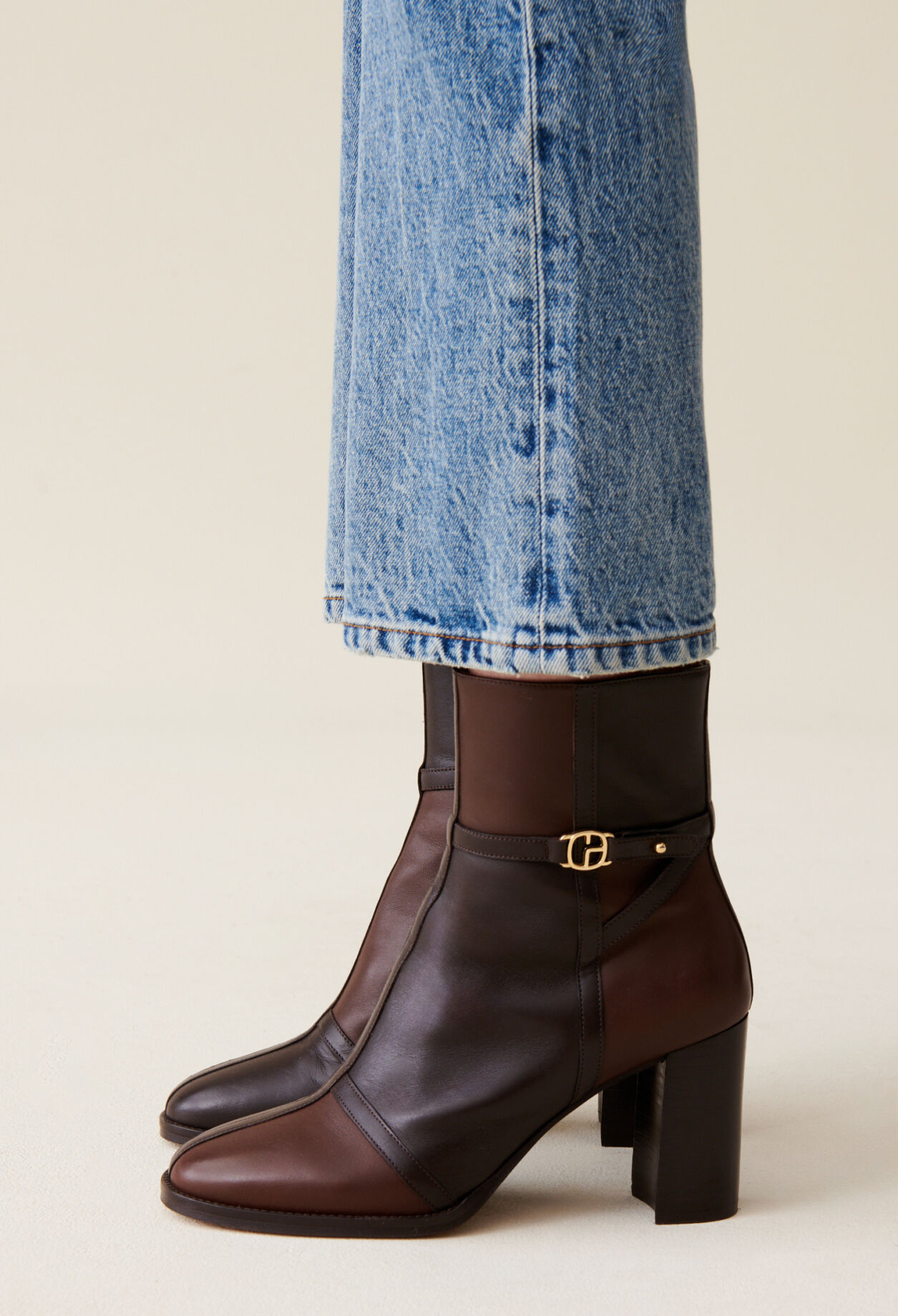 Botines de charol patchwork