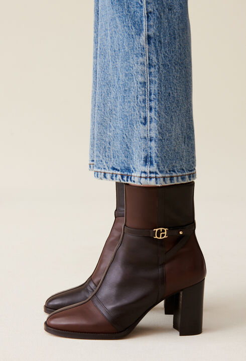 Botines de charol patchwork