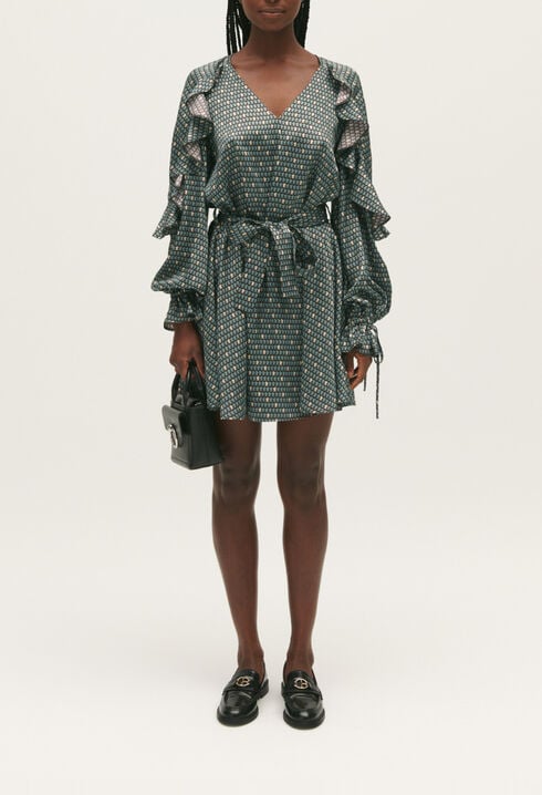 Vestido fluido estampado evasé