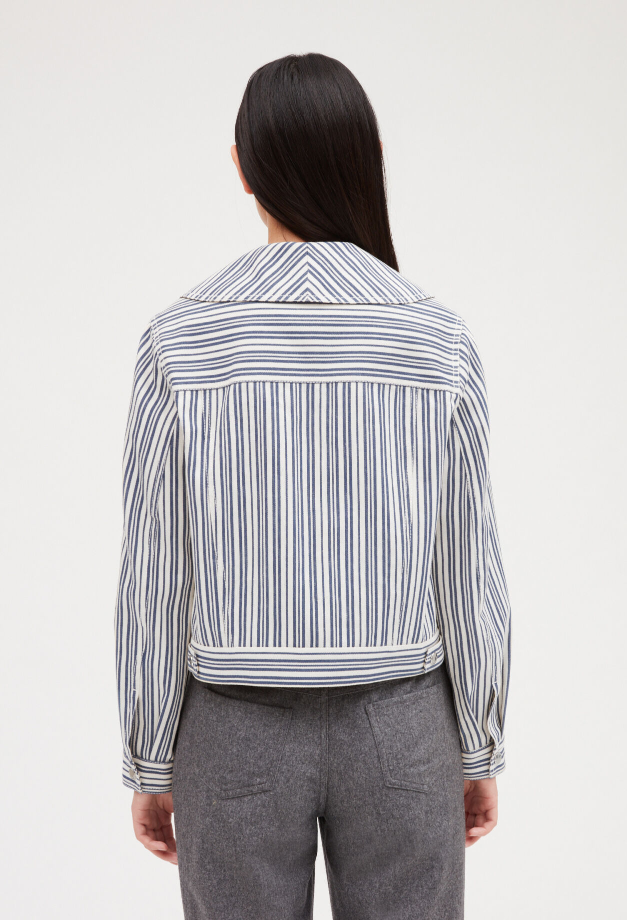 Chaqueta vaquera dos tonos a rayas