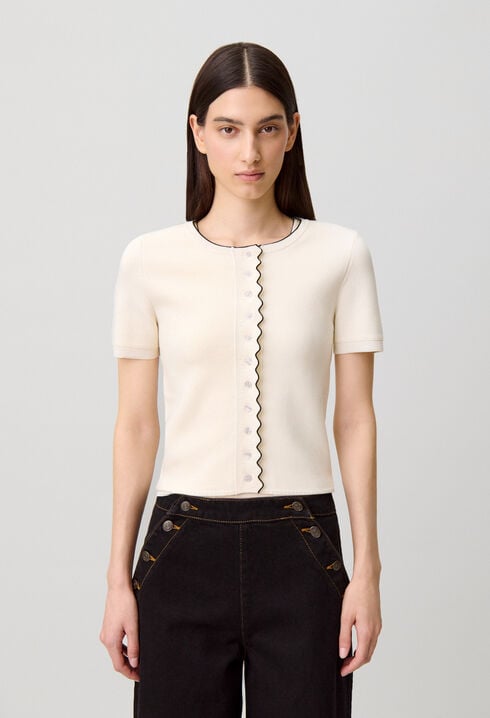 C&aacute;rdigan de punto contrastado