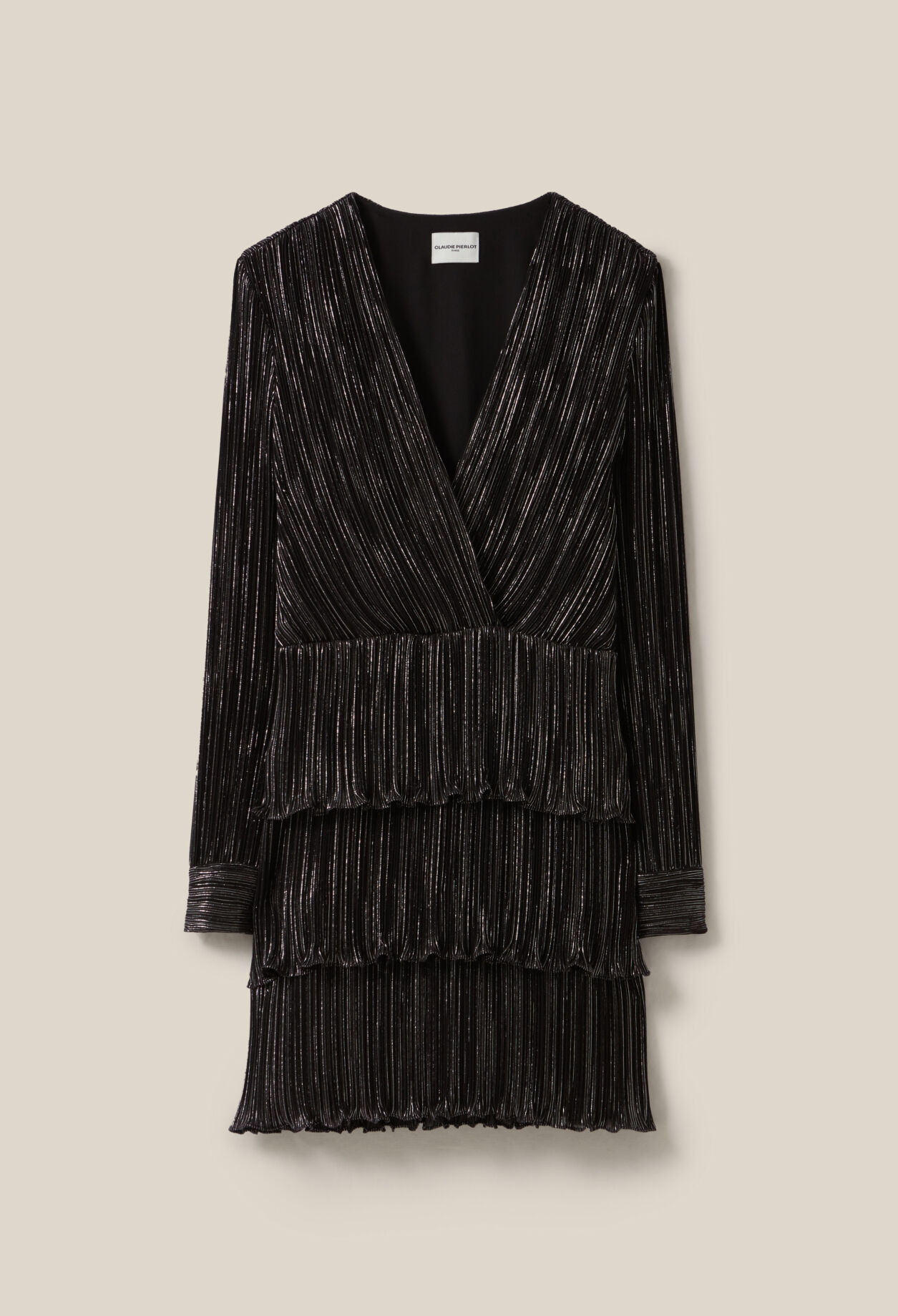 Vestido plateado corto de volantes