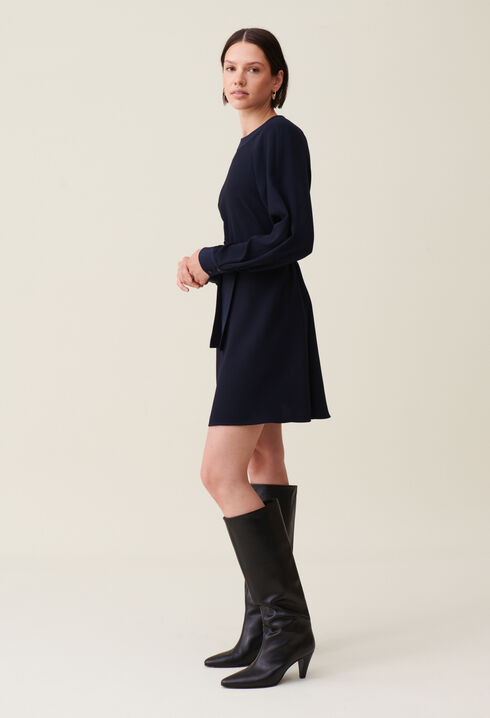 Vestido babydoll cinturón azul