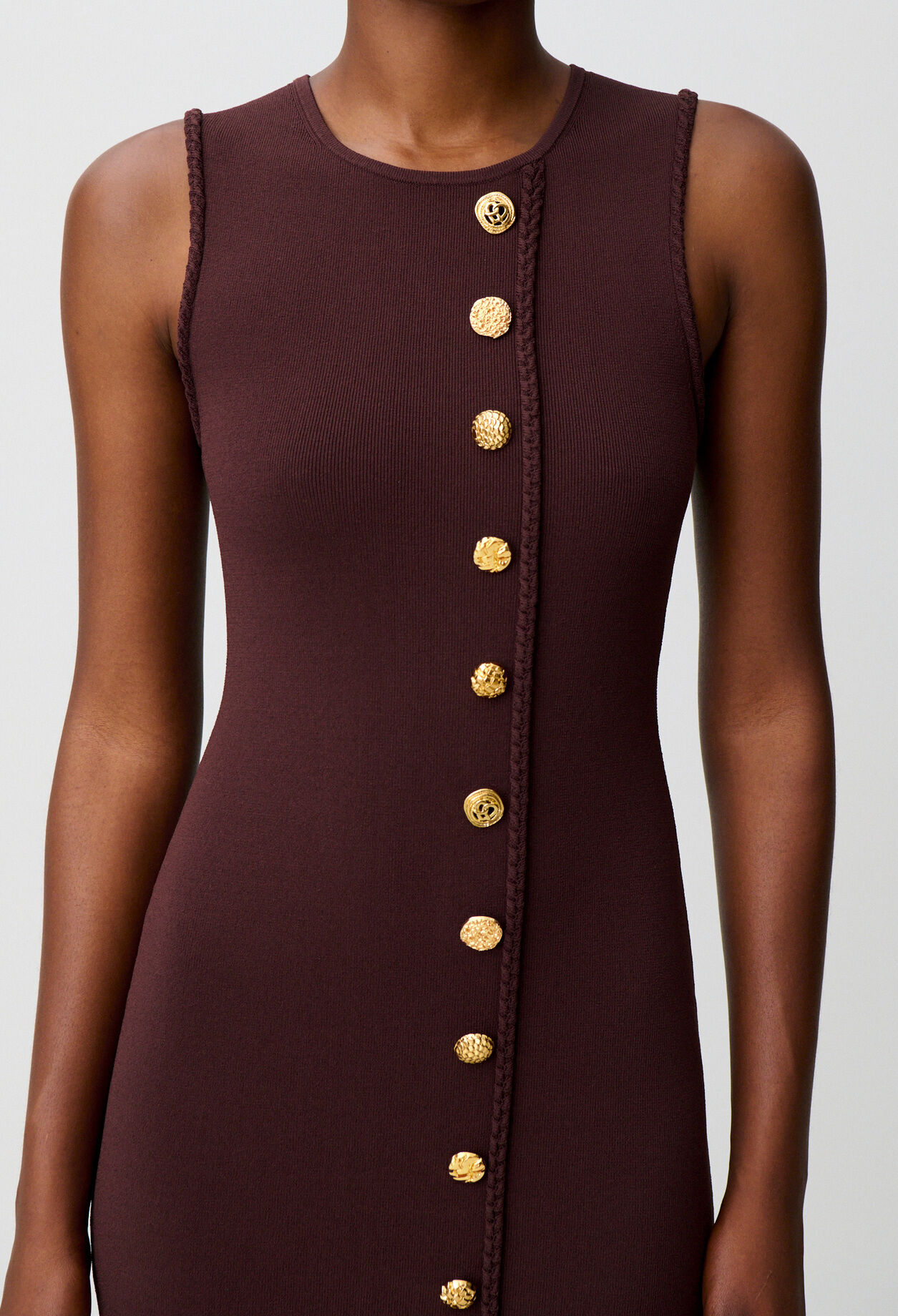 Vestido midi punto botones dorados