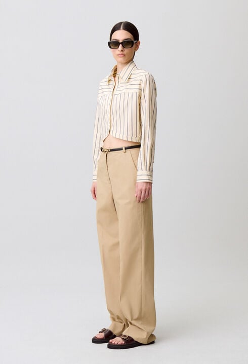 Chemise ray&eacute;e &agrave; coupe courte